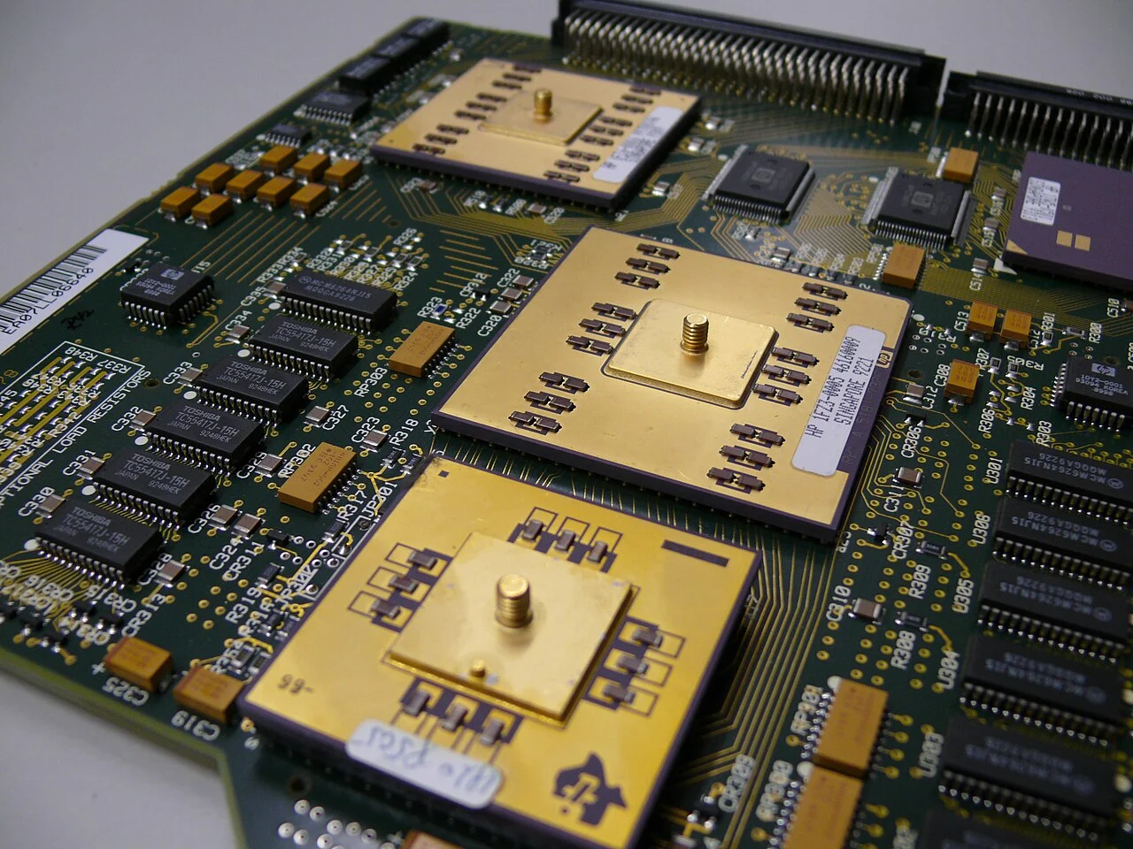 Circuits and connections on a computer board