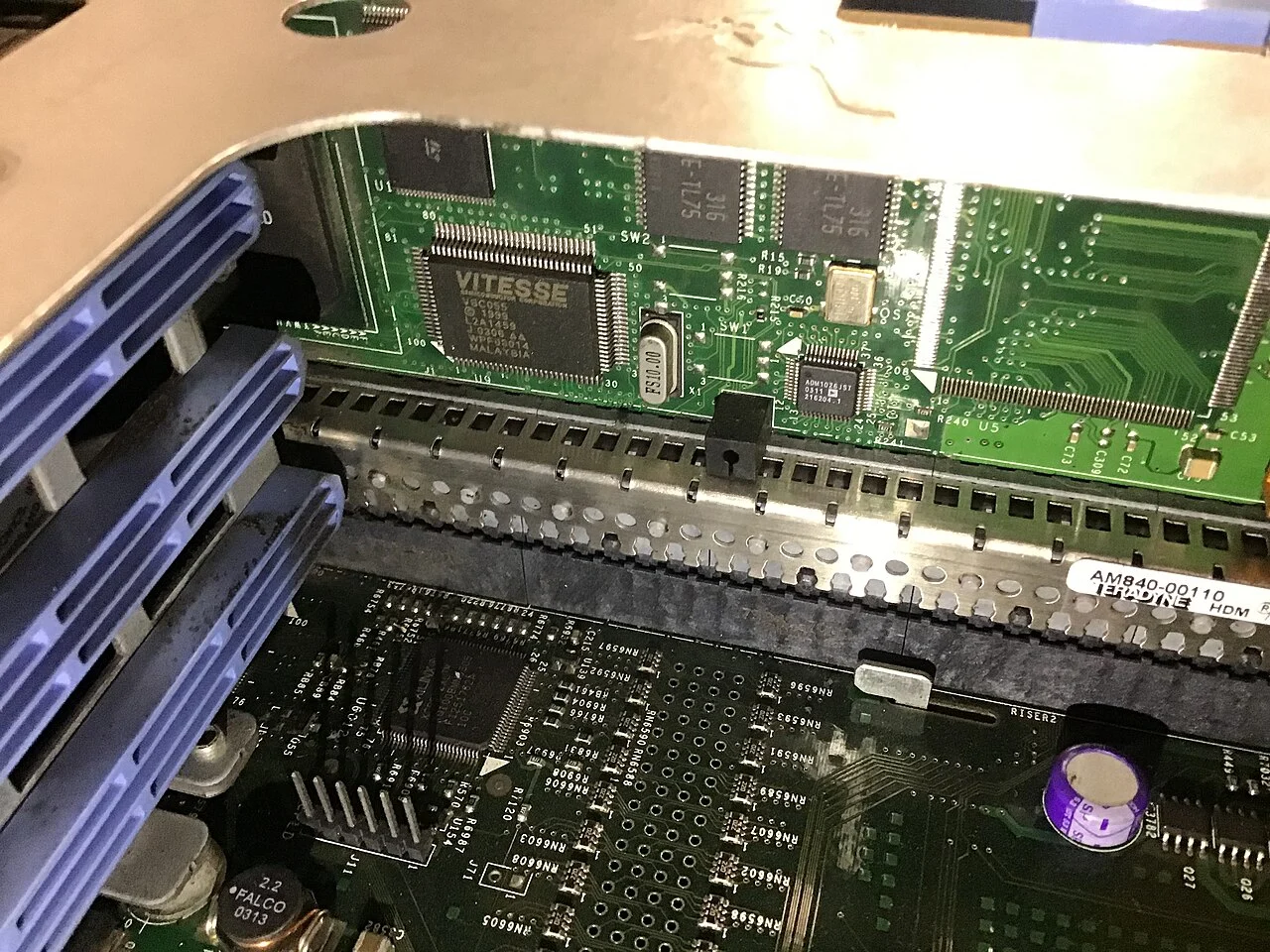 Computer components and equipment in an illustrative photograph